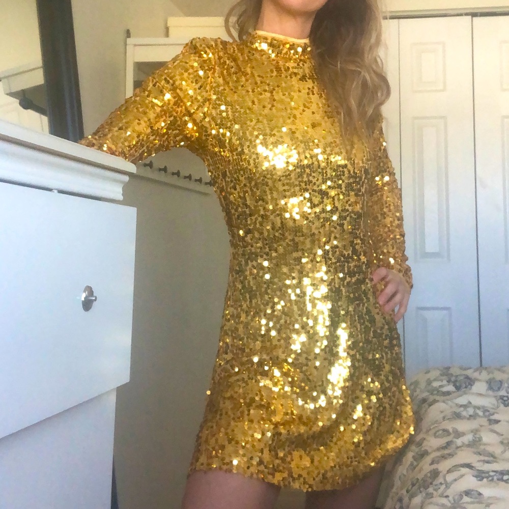 Gold sequin dance wear